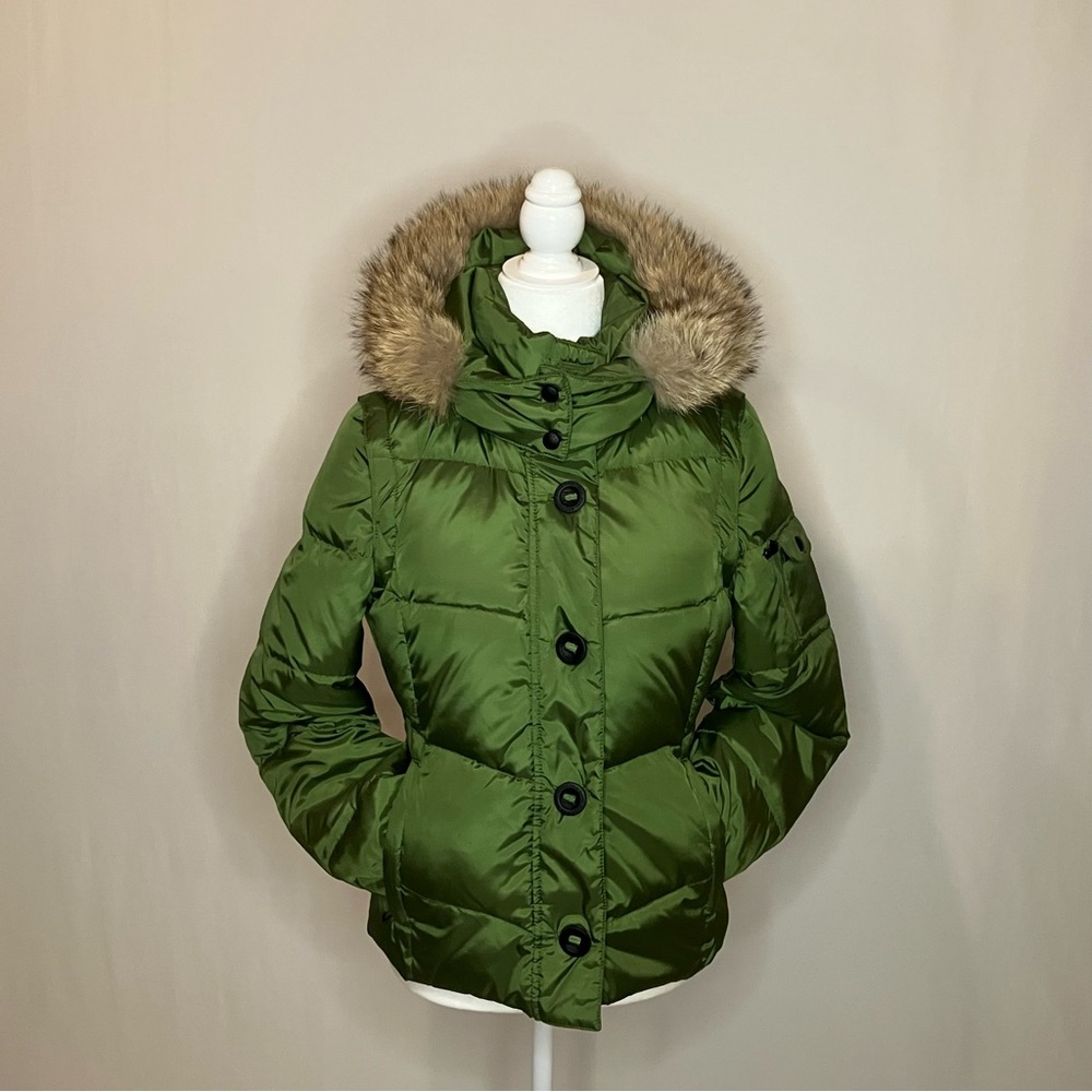Marc New York, Andrew Marc Women's Green Puffer Jacket/Vest with Faux Fur Hood
